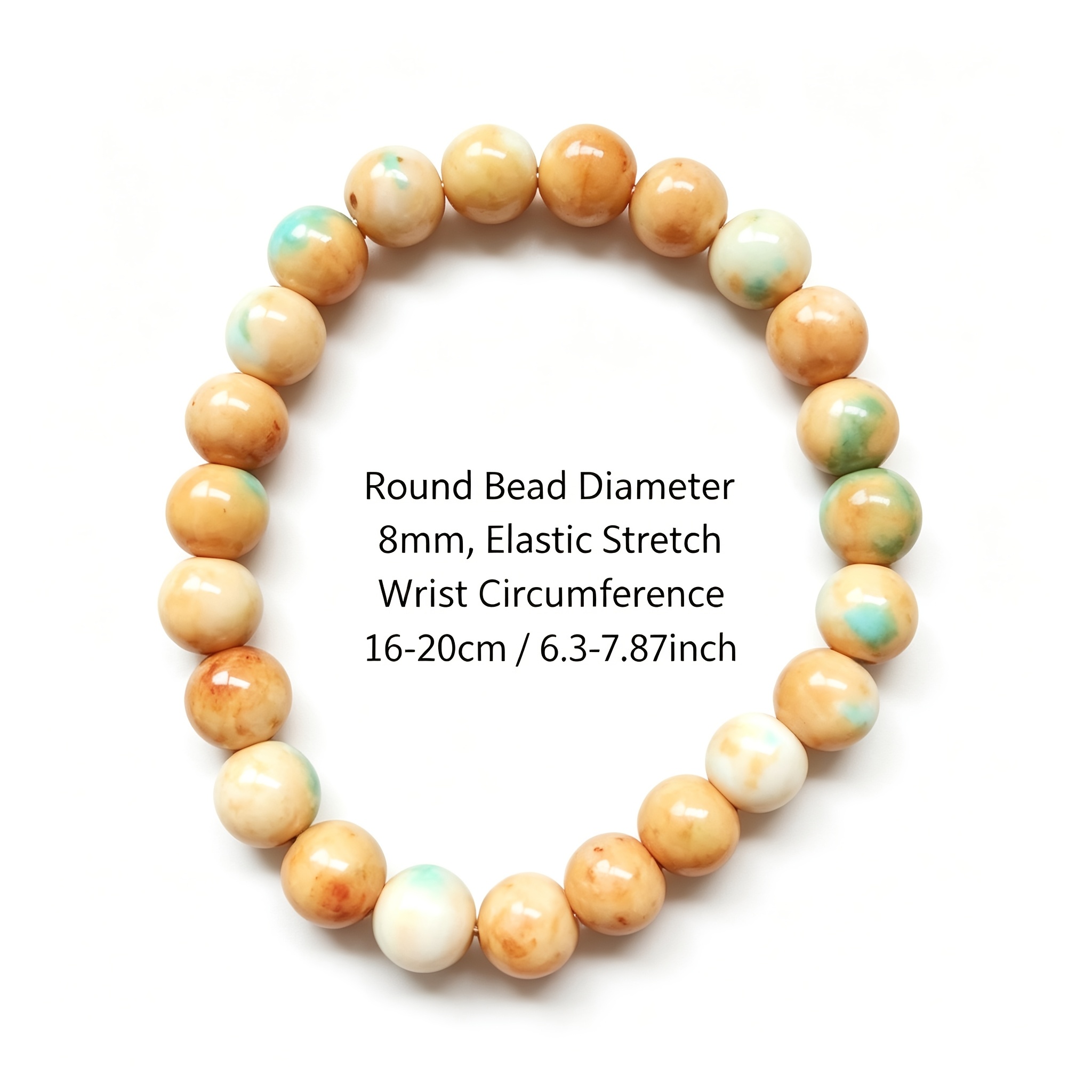 Natural Cream Beige Stone Bead Bracelet, Unisex Gift